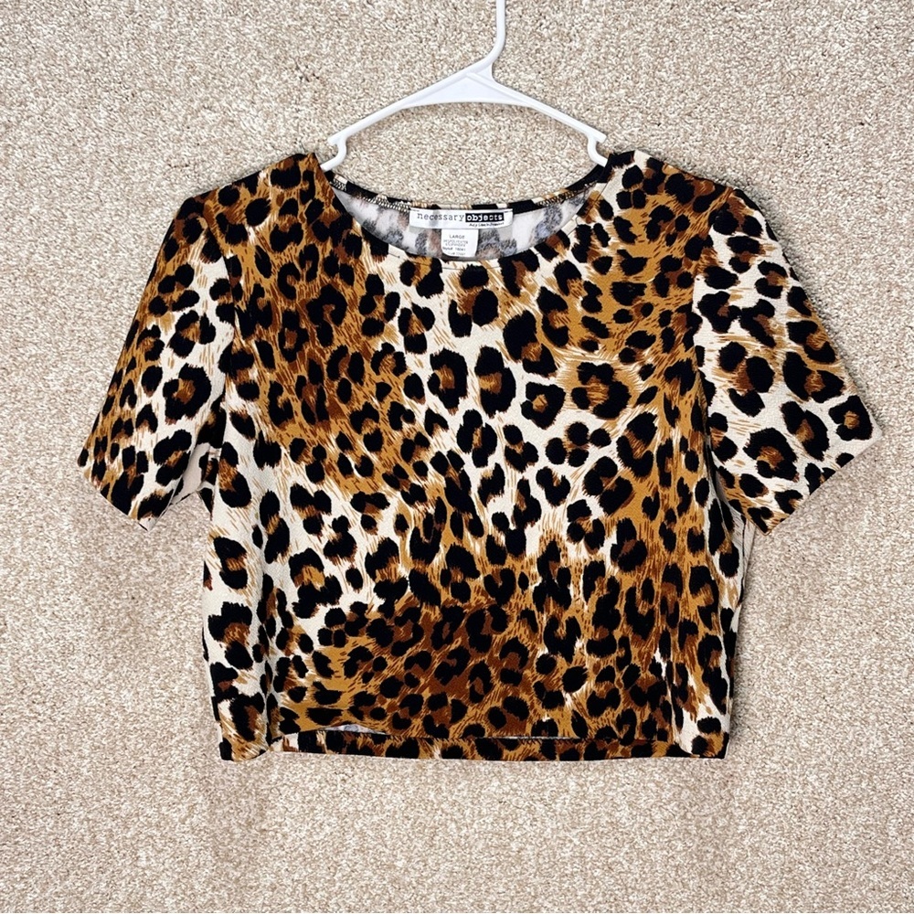 Vintage 90s leopard print crop top‎ Necessary Objects Ady Gluck-Frankel large